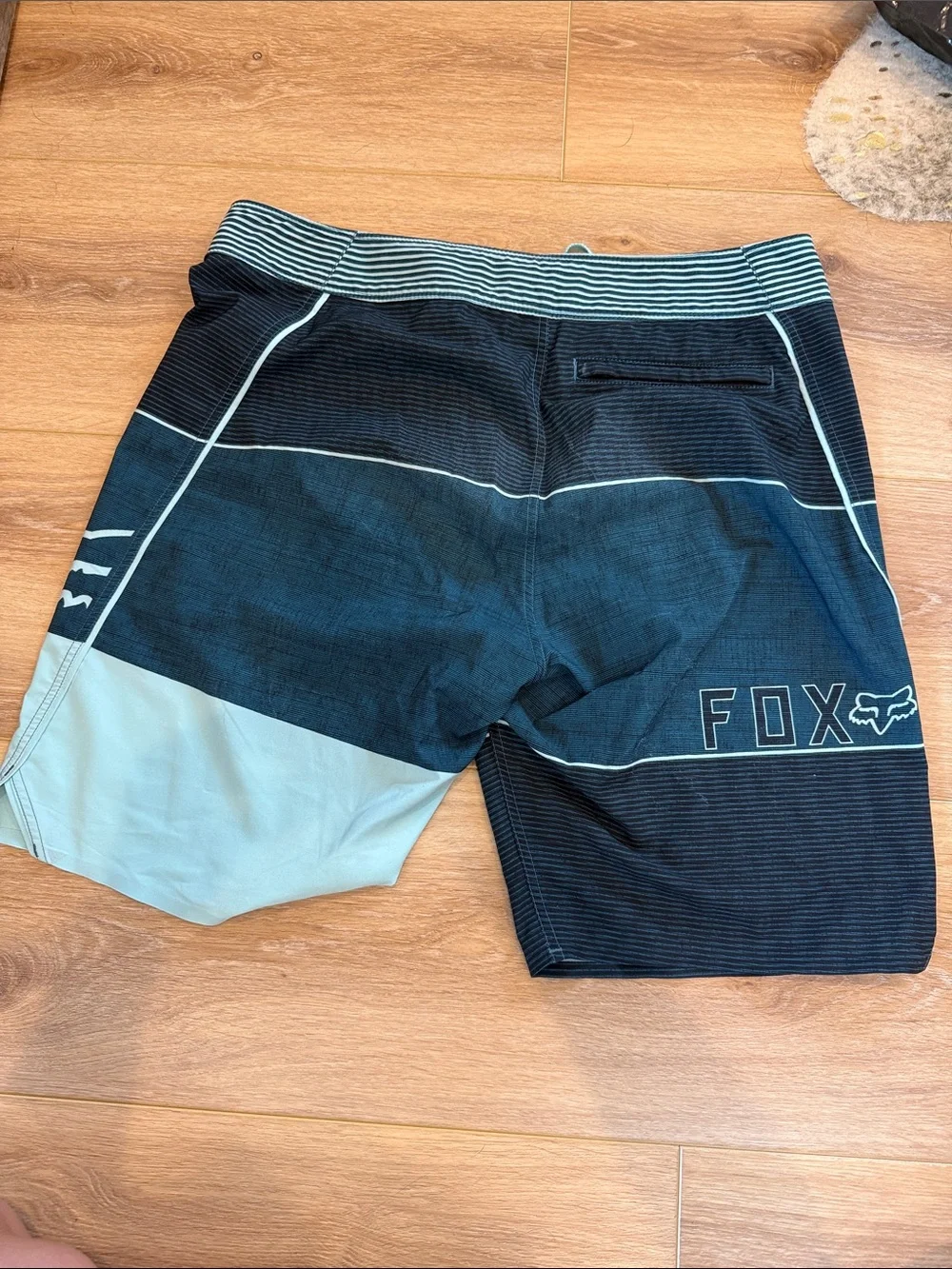 Fox Men’s Black and Light Teal Swim Board Shorts Ian Walsh